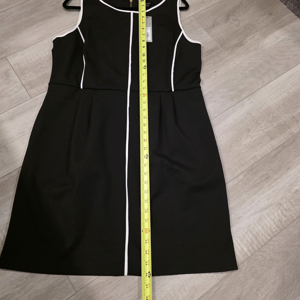APT. 9 Black Sleeveless Dress White Trim XL Classic Work Office Shift Dress NWT - Picture 8 of 8